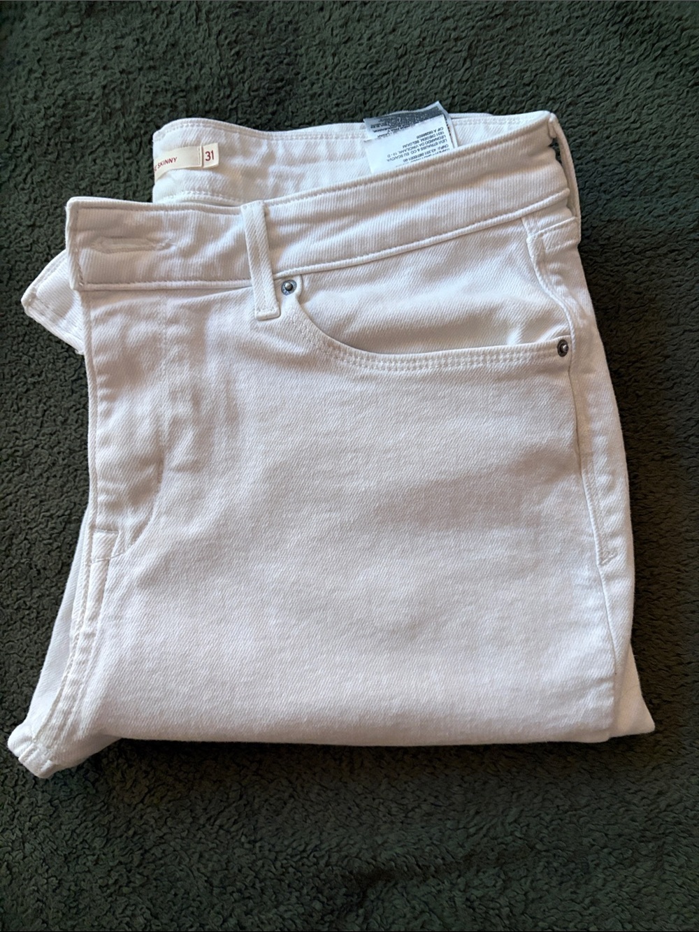 Women's White Mid Rise Skinny Jeans 31x32
